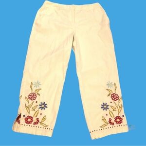 J.Jill Embroidered Cotton Chino Capris Size 8